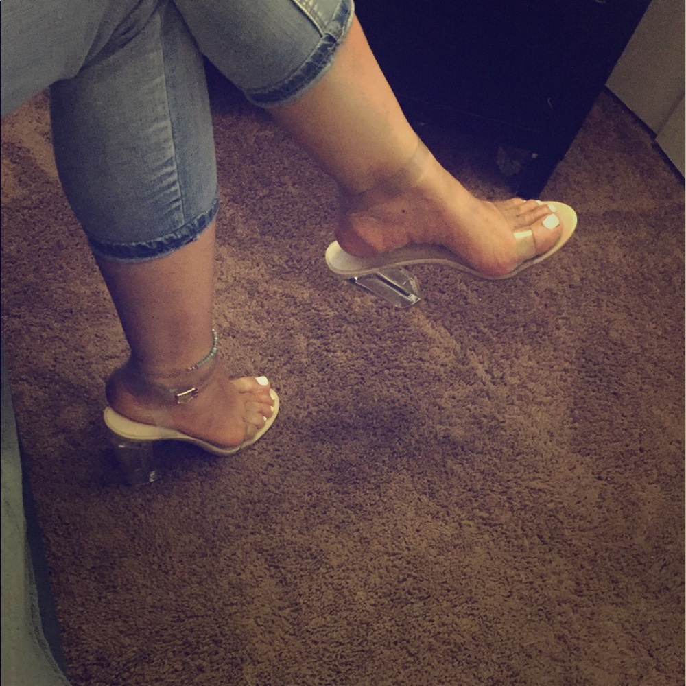 Clear open toe heels